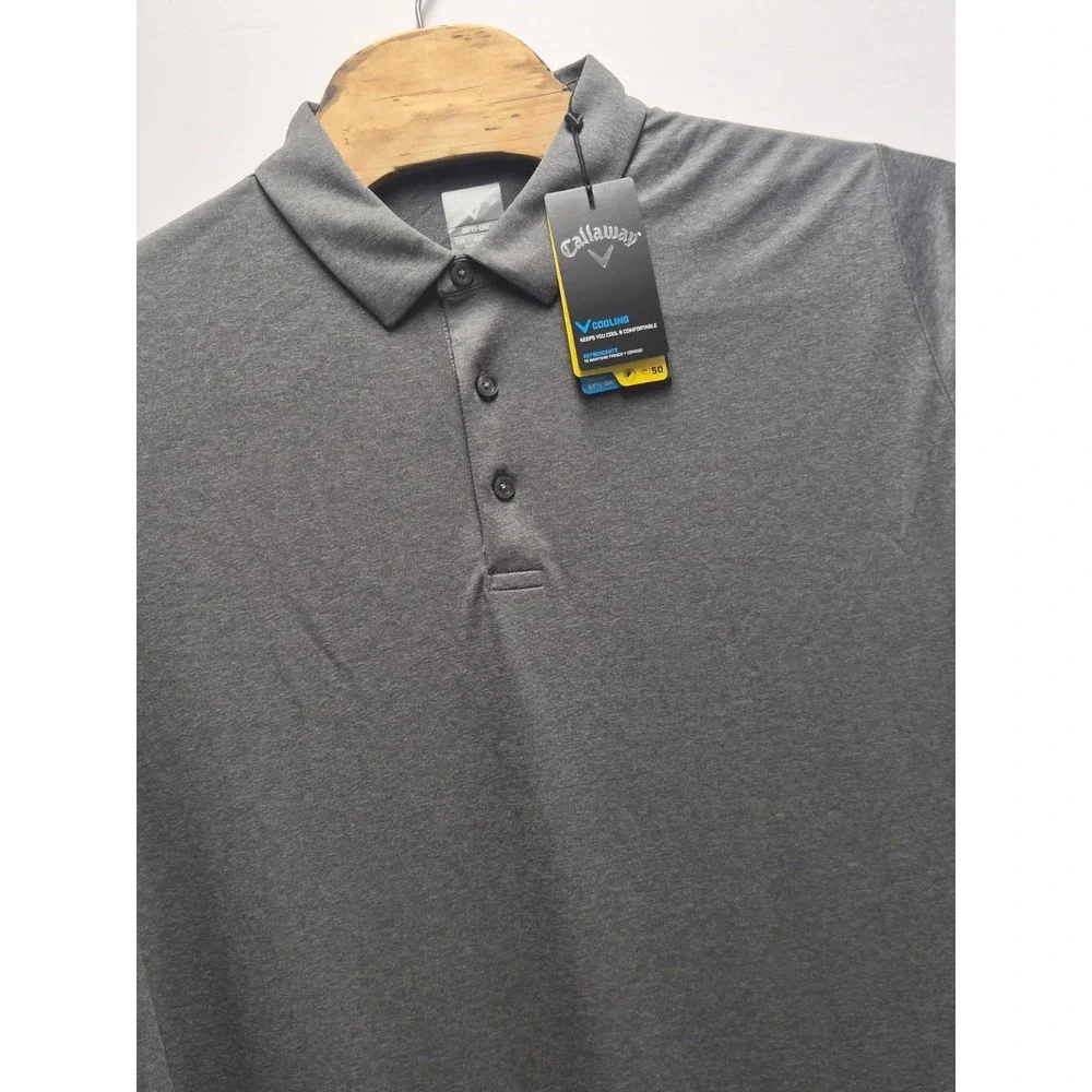 Callaway Polo Opti-Dri Swing Tech Quiet Shade Heather Long Sleeve Shirt 2XL - Picture 2 of 6